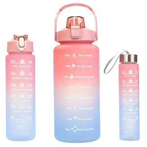 Háromrészes Havita motivációs kulacs szett, rózsaszín-kék színkombinációban, 2L, 900 ml és 300 ml méretű palackokkal - Image 8