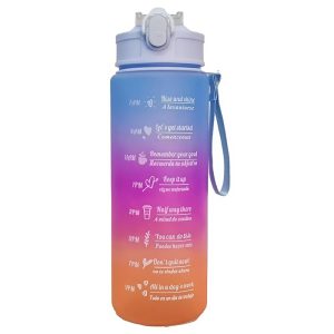 Háromrészes motivációs kulacs szett, kék-lila-narancssárga színkombinációban, 2L, 900 ml és 300 ml méretű palackokkal - Image 5