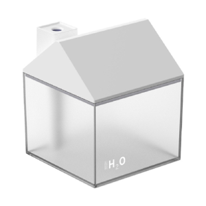 Házikó alakú ultrahangos párologtató diffúzor – LED világítással, halk működésű párásító otthonra és irodába 250 ml - fehér (BLLV) - Image 1