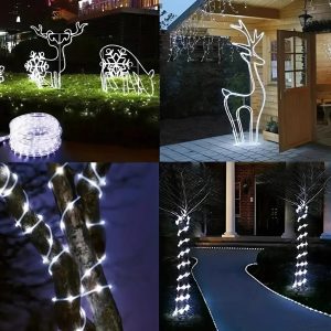 Hidegfehér, 100 LED-es napelemes vízálló kötélfény – 10 méteres kültéri és beltéri karácsonyi dekoráció (FX) (BBV) - Image 2