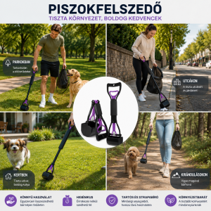 Higiénikus kutyapiszok felszedő eszköz – praktikus markolós lapát - lila (FX) (BLLV) - Image 5