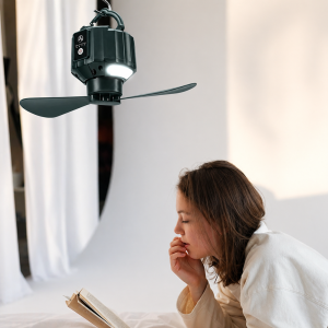 Hordozható 2 az 1-ben mennyezeti ventilátor 5200 mAh – USB-s akkumulátoros sátor ventilátor LED világítással kempinghez és hálószobába (BBRLB1484) - Image 3