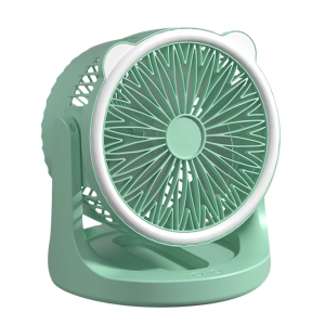 Hordozható mini újratölthető asztali ventilátor praktikus LED lámpával - 180°-ban forgatható, 3 sebességes (BBJH) - Image 1