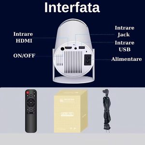 Hordozható mini projektor – WiFi, Bluetooth, ULTRA HD, automata trapézkorrekció, 360° forgatás (THM) - Image 6