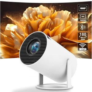 Hordozható mini projektor – WiFi, Bluetooth, ULTRA HD, automata trapézkorrekció, 360° forgatás (THM) - Image 2