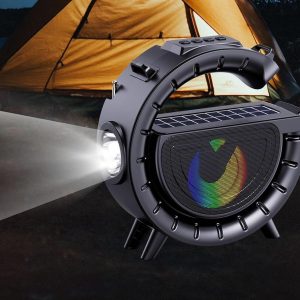 Innovatív hordozható napelemes vezeték nélküli Bluetooth hangszóró lámpával és praktikus vállra akasztható pánttal DV-800 (BBV) - Image 2