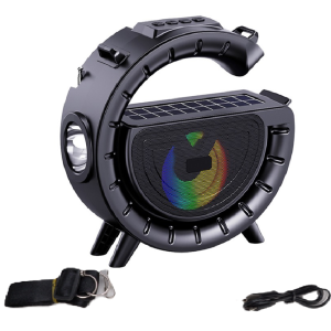 Innovatív hordozható napelemes vezeték nélküli Bluetooth hangszóró lámpával és praktikus vállra akasztható pánttal DV-800 (BBV) - Image 1