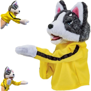 Interaktív kung fu husky plüss kesztyűbáb – hangot adó bokszoló kutya kézi báb gyerekjátéknak (BBJ) - Image 1