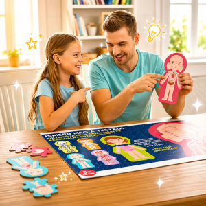 Ismerd meg a tested - Készségfejlesztő oktató játék, óriás méretű kétoldalas puzzleval (BBMJ) - Image 2