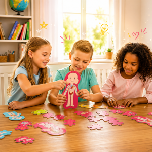 Ismerd meg a tested - Készségfejlesztő oktató játék, óriás méretű kétoldalas puzzleval (BBMJ) - Image 3
