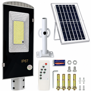 Kerti napelemes oszloplámpa 300W – 299 LED nagy teljesítményű utcai solar lámpa kültérre (BBRLB1330) - Image 9