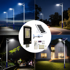 Kerti napelemes oszloplámpa 300W – 299 LED nagy teljesítményű utcai solar lámpa kültérre (BBRLB1330) - Image 5