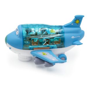 Kinyitható játék repülő kivehető utasokkal, stewardess-sel, - fény és hangeffektekkel, 360°-os fordulatokat vesz, kék (BBJ) - Image 4