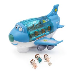 Kinyitható játék repülő kivehető utasokkal, stewardess-sel, - fény és hangeffektekkel, 360°-os fordulatokat vesz, kék (BBJ) - Image 3