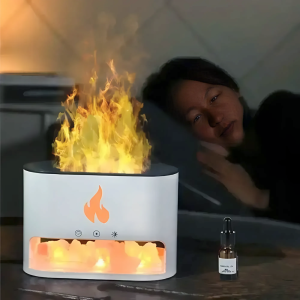 Kristály sókő és lánghatású esszenciális olaj diffúzor – 250 ml USB tápellátású csendes cool mist párásító relaxációhoz KP-023 (THM) - Image 2