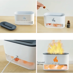 Kristály sókő és lánghatású esszenciális olaj diffúzor – 250 ml USB tápellátású csendes cool mist párásító relaxációhoz KP-023 (THM) - Image 8