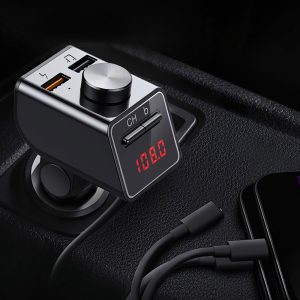 LCD kijelzős autós Bluetooth FM transzmitter - zenelejátszó, kihangosító és töltő Q18S (BBV) - Image 2