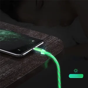 Lenyűgözően villogó mágneses USB töltőkábel cserélhető fejekkel – zöld (THM) (BBL) - Image 5