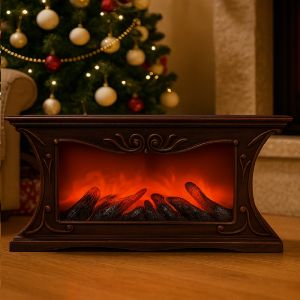 LED dekoratív díszkandalló lángeffekttel – valósághű lánghatású hangulatfény, 23×45cm -barna SP-90 (BBD) - Image 2