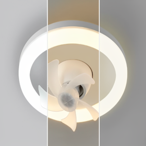 LED mennyezeti ventilátor – 26 cm, E27 foglalat, távirányítóval, 3 sebesség fokozattal, 360° -os forgás 48W (BBJH) - Image 3