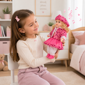 Magyarul éneklő hajas Kati baba óriás szempillával – 52 cm (BBJ) - Image 3