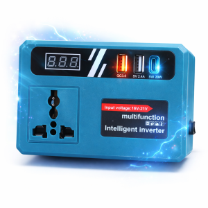 EnerVolt 120W akkumulátoros inverter 18–21V → 220V – 1 csatlakozóval, USB gyorstöltés, kjelző (BBD) - Image 5