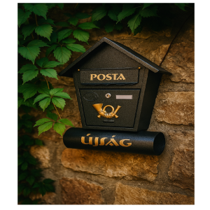Modern postaláda újságtartó rekesszel – kulccsal zárható, biztonságos kültéri levélszekrény ,fekete színben (BBL)(BBD) - Image 2