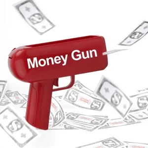 Money gun - piros színű elektromos pénzkilövő pisztoly 100 db játék bankjeggyel - esküvőre, bulira, fotózáshoz (BBJ) - Image 7