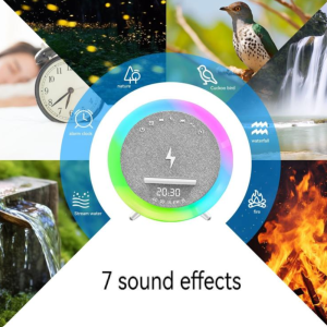 OKOP multifunkciós ébresztőóra bluetooth hangszóróval – RGB LED fény, és vezeték nélküli töltés 10W KP-577 (BBJH) - Image 3