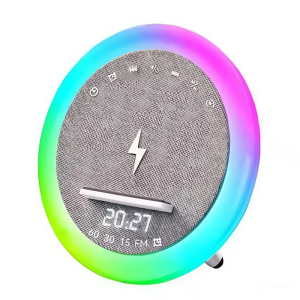 OKOP multifunkciós ébresztőóra bluetooth hangszóróval – RGB LED fény, és vezeték nélküli töltés 10W KP-577 (BBJH)