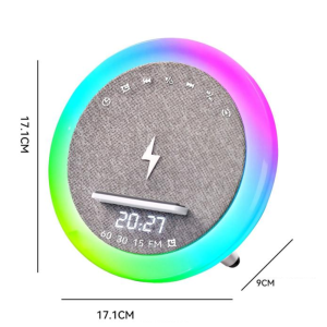 OKOP multifunkciós ébresztőóra bluetooth hangszóróval – RGB LED fény, és vezeték nélküli töltés 10W KP-577 (BBJH) - Image 4