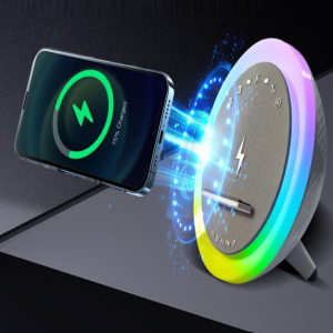 OKOP multifunkciós ébresztőóra bluetooth hangszóróval – RGB LED fény, és vezeték nélküli töltés 10W KP-577 (BBJH) - Image 7