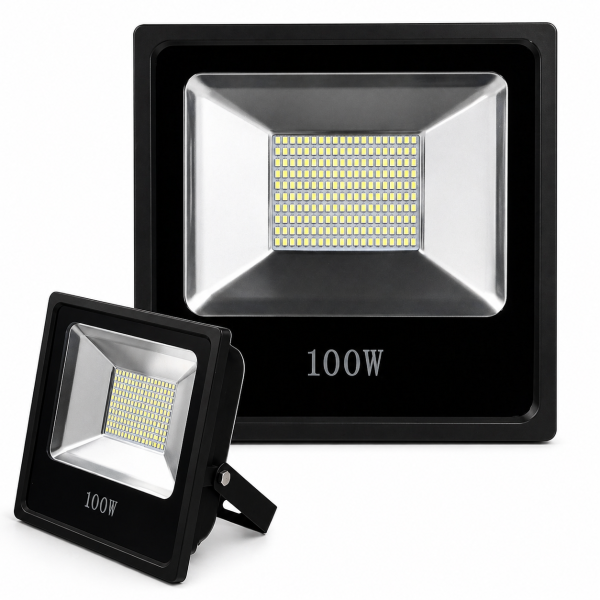 Nagyteljesítményű kültéri 100W LED reflektor – víz, por-, és ütésálló – hideg fehér