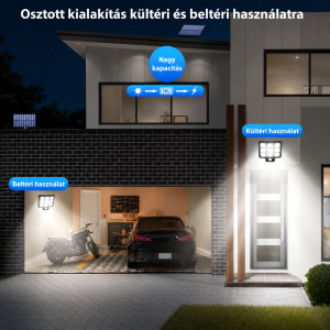 Napelemes LED fali lámpa COB világítással – rozsdamentes acél kültéri lámpa vízálló kivitelben LF-3307A (BBL) - Image 4