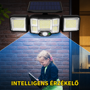Napelemes LED lámpa 192 LED – mozgásérzékelős kültéri fali lámpa távirányítóval JD-2192A (BBD) - Image 4