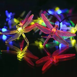 Napelemes szitakötő formájú RGB LED fényfüzér - 10 db-os szett a varázslatos kültéri hangulatért (BBKM) - Image 8