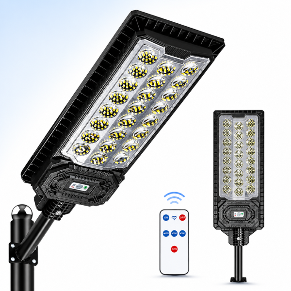 Napelemes utcai LED lámpa 888 LED – mozgásérzékelős kültéri reflektor távirányítóval IP66 W7114-3 (BBD) 1