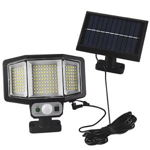 Napelemes, 161  LED-es mozgás- és fényérzékelős lámpa – 3 üzemmód, 2400mAh akkumulátor külön álló napelemmel (BBV) - Image 1