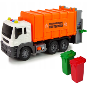 Narancssárga szemétszállító teherautó – súrlódásos meghajtású játékautó hangeffektekkel gyerekeknek 26cm JS108B (BBJ) - Image 1