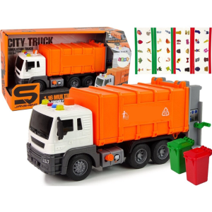 Narancssárga szemétszállító teherautó – súrlódásos meghajtású játékautó hangeffektekkel gyerekeknek 26cm JS108B (BBJ) - Image 6