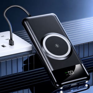 OKOP KP-711 powerbank 10000mAh – hordozható gyorstöltő beépített 4 kábellel fekete (BBD) - Image 2