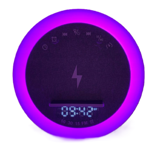 OKOP multifunkciós ébresztőóra bluetooth hangszóróval – RGB LED fény, és vezeték nélküli töltés 10W KP-577 (BBJH) - Image 12