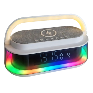 OKOP intelligens töltőállomás bluetooth hangszóróval, Qi kompatibilis, FM rádió, SD lejátszó és RGB LED kijelző KP-575 (BBJH) - Image 16