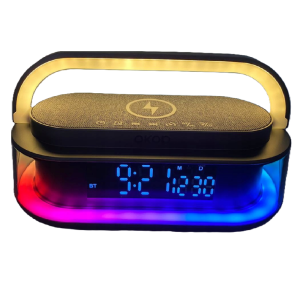 OKOP intelligens töltőállomás bluetooth hangszóróval, Qi kompatibilis, FM rádió, SD lejátszó és RGB LED kijelző KP-575 (BBJH) - Image 11