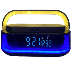 OKOP intelligens töltőállomás bluetooth hangszóróval, Qi kompatibilis, FM rádió, SD lejátszó és RGB LED kijelző KP-575 (BBJH) - Image 12