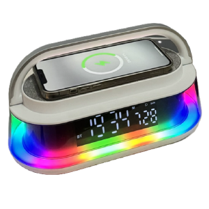 OKOP intelligens töltőállomás bluetooth hangszóróval, Qi kompatibilis, FM rádió, SD lejátszó és RGB LED kijelző KP-575 (BBJH) - Image 3