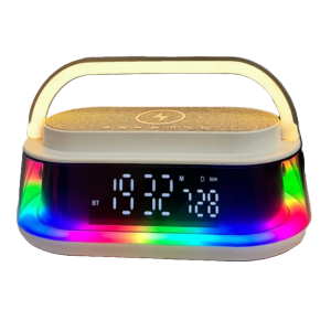 OKOP intelligens töltőállomás bluetooth hangszóróval, Qi kompatibilis, FM rádió, SD lejátszó és RGB LED kijelző KP-575 (BBJH) - Image 4