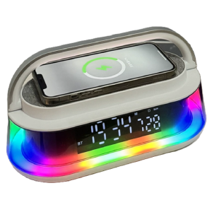 OKOP intelligens töltőállomás bluetooth hangszóróval, Qi kompatibilis, FM rádió, SD lejátszó és RGB LED kijelző KP-575 (BBJH) - Image 5