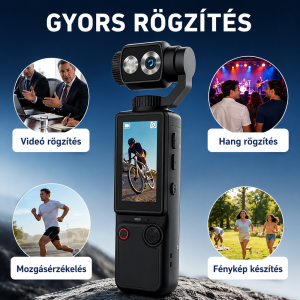 OZCT Q8 4K vlog kamera – Ultra HD zsebkamera 3 tengelyes stabilizátorral és forgatható érintőkijelzővel (BBD) - Image 4