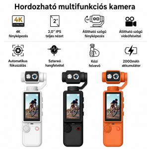 OZCT Q8 4K vlog kamera – Ultra HD zsebkamera 3 tengelyes stabilizátorral és forgatható érintőkijelzővel (BBD) - Image 6